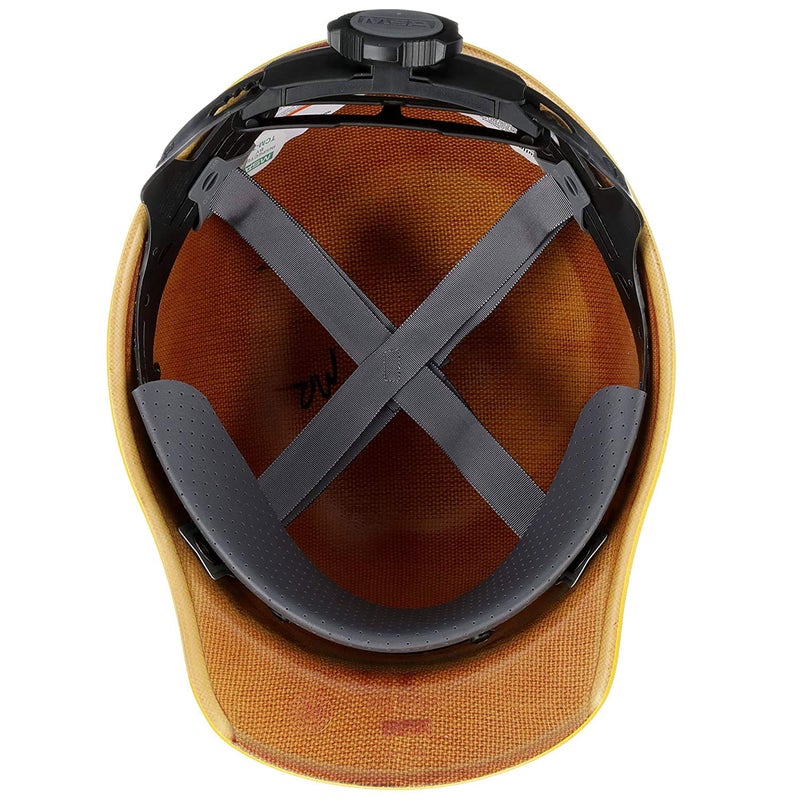 MSA 475397 Skullgard Cap Style Safety Hard Hat with Fas-Trac III Ratchet Suspension | Non-slotted Cap, Made of Phenolic Resin, Radiant Heat Loads up to 350F - Standard Size in Yellow - Image 5